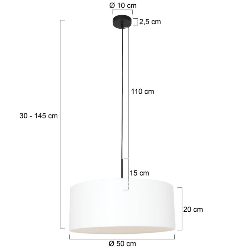 Hanglamp met ronde witte linnen kap Steinhauer Sparkled light - Afbeelding 6