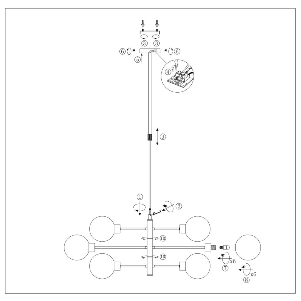 Hanglamp met rookglazen bollen Steinhauer Constellation - Afbeelding 8