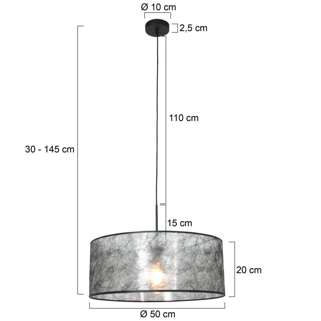Hanglamp met zwarte sizoflor kap Steinhauer Sparkled light - Afbeelding 6