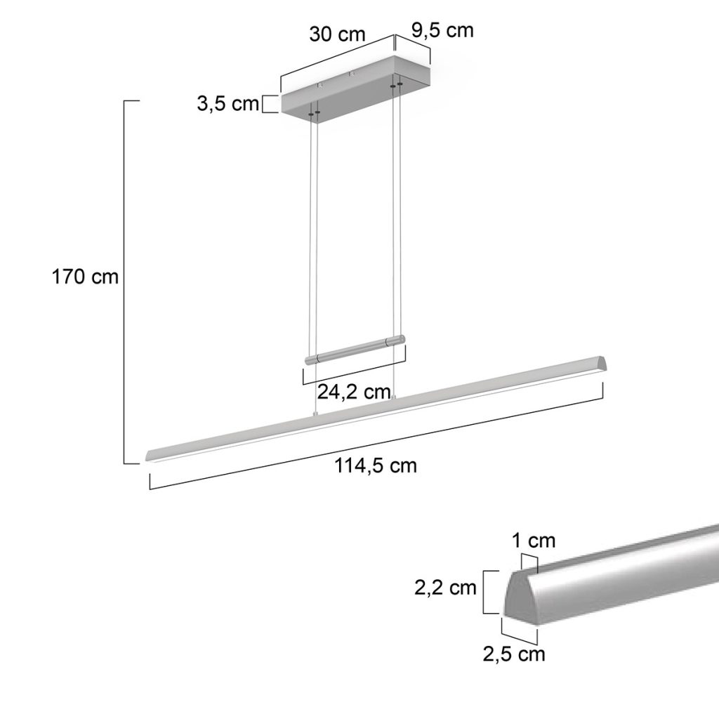 Rechthoekige design hanglamp glasplaat staal Steinhauer Profilo - Afbeelding 7