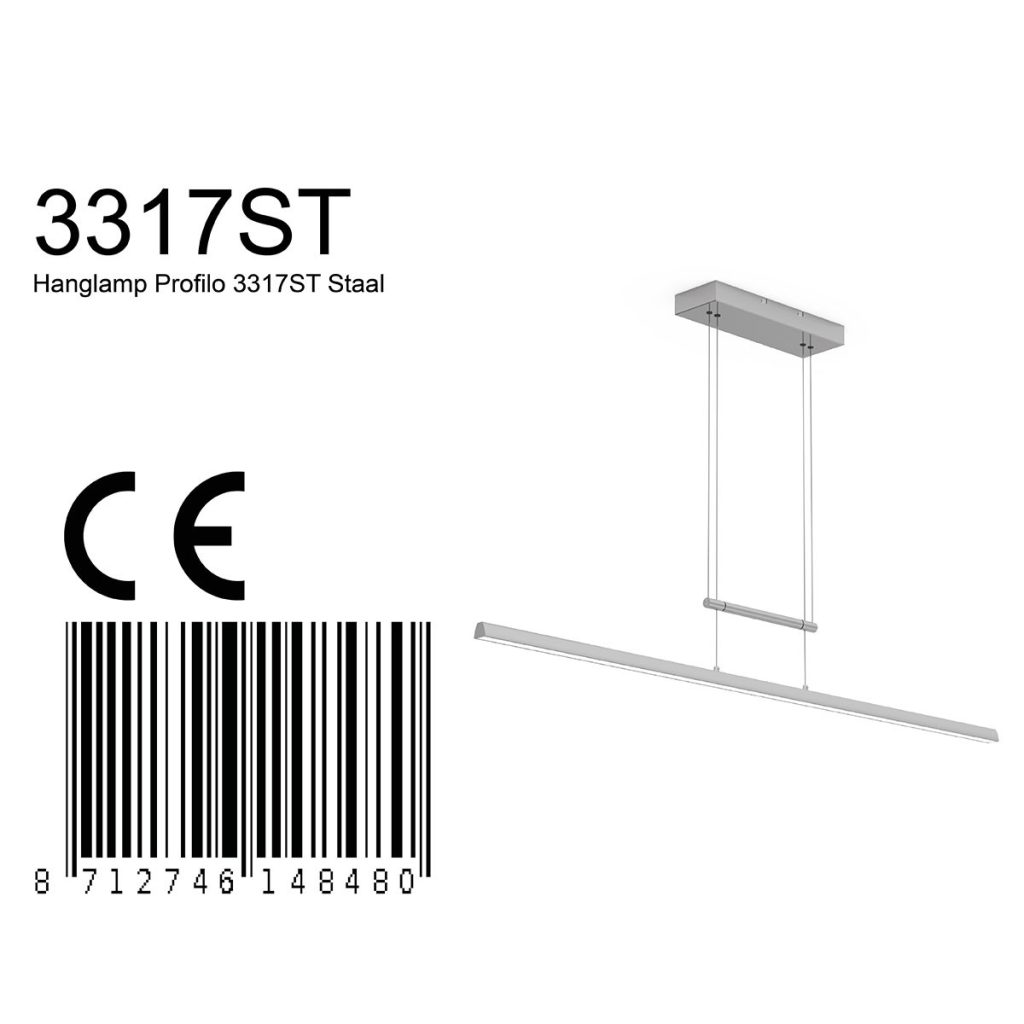 Rechthoekige design hanglamp glasplaat staal Steinhauer Profilo - Afbeelding 8