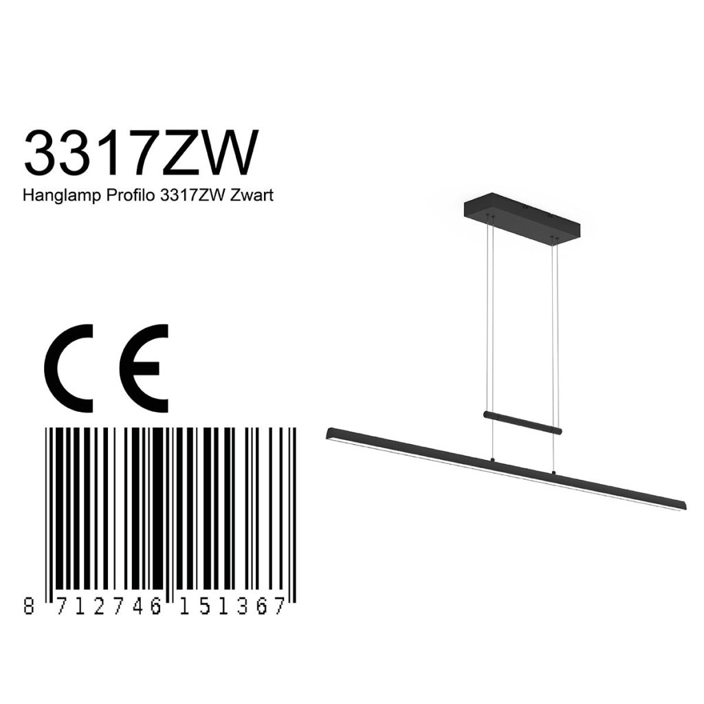 Zwarte minimalistische glasplaat hanglamp  Steinhauer Profilo - Afbeelding 8