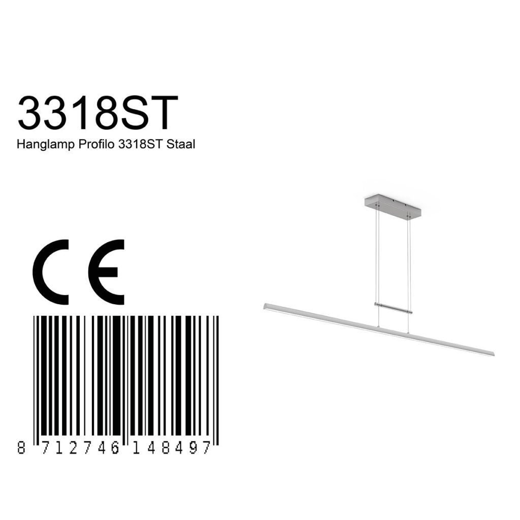 Langwerpige moderne design hanglamp staal Steinhauer Profilo - Afbeelding 4