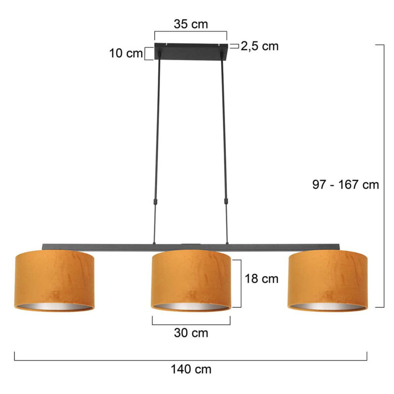 steinhauer-hanglamp-stang-zwart-metaalveloursstof-groteeettafellamp-e27-3460zw-1