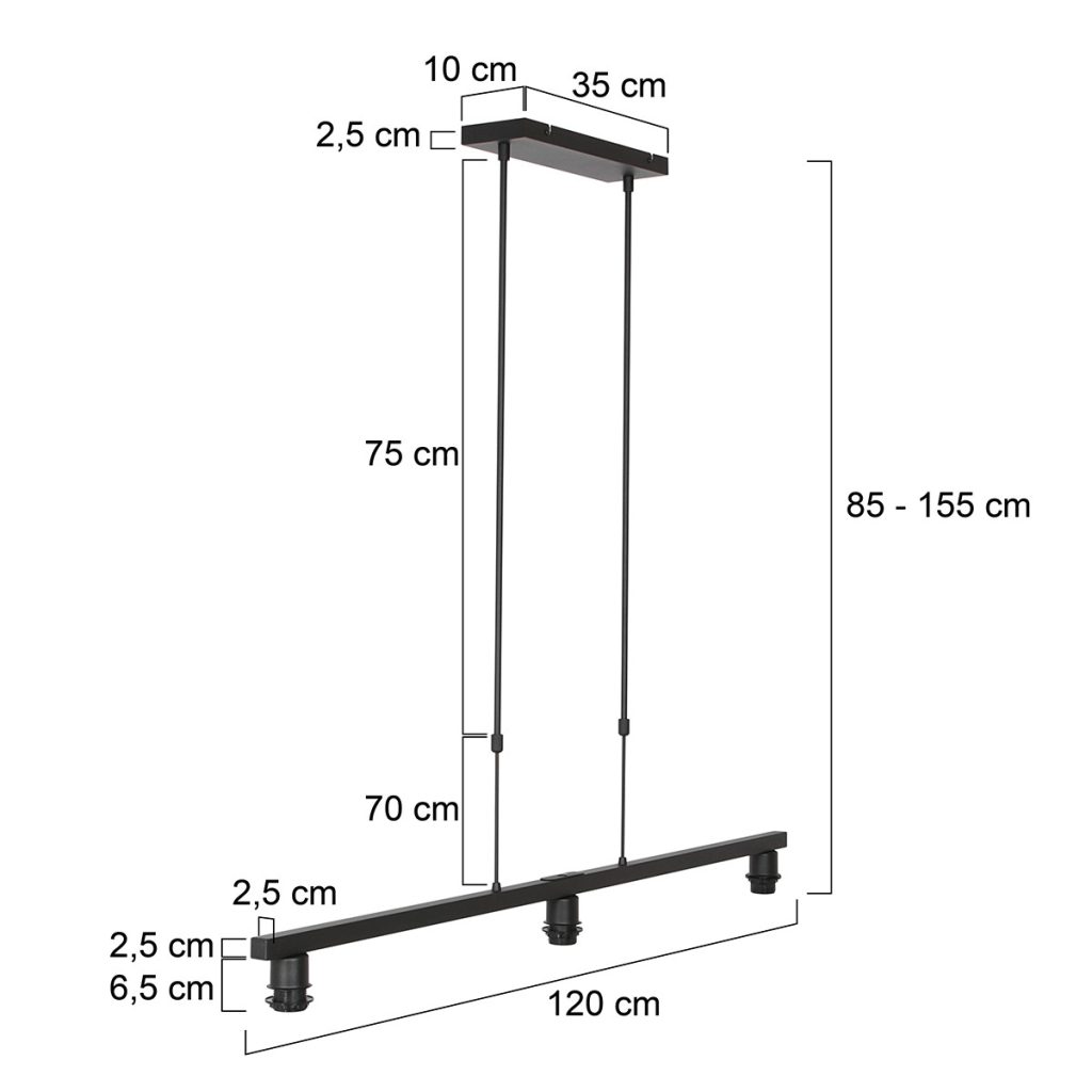 Moderne metalen hanglamp zwart Steinhauer Stang - Afbeelding 6