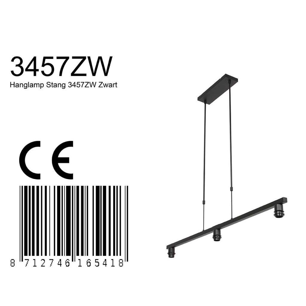 Moderne metalen hanglamp zwart Steinhauer Stang - Afbeelding 7