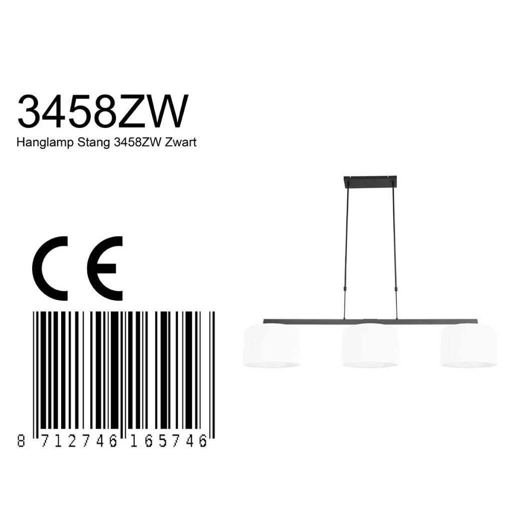 Moderne zwarte hanglamp metaal Steinhauer Stang - Afbeelding 8