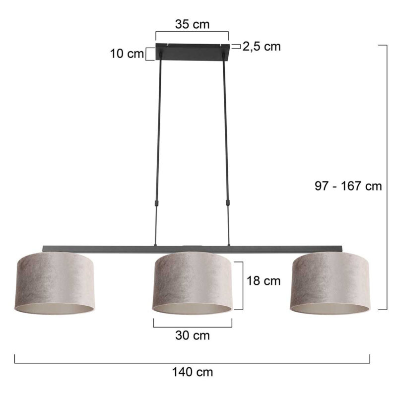 steinhauer-hanglamp-stang-zwart-metaalveloursstof-groteeettafellamp-e27-3459zw-1