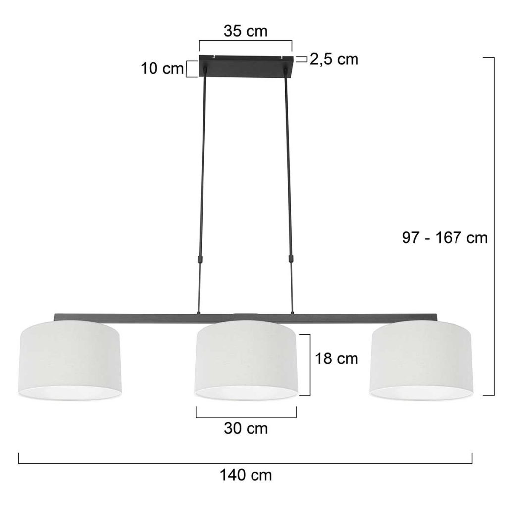 Moderne zwarte metalen hanglamp Steinhauer Stang - Afbeelding 7