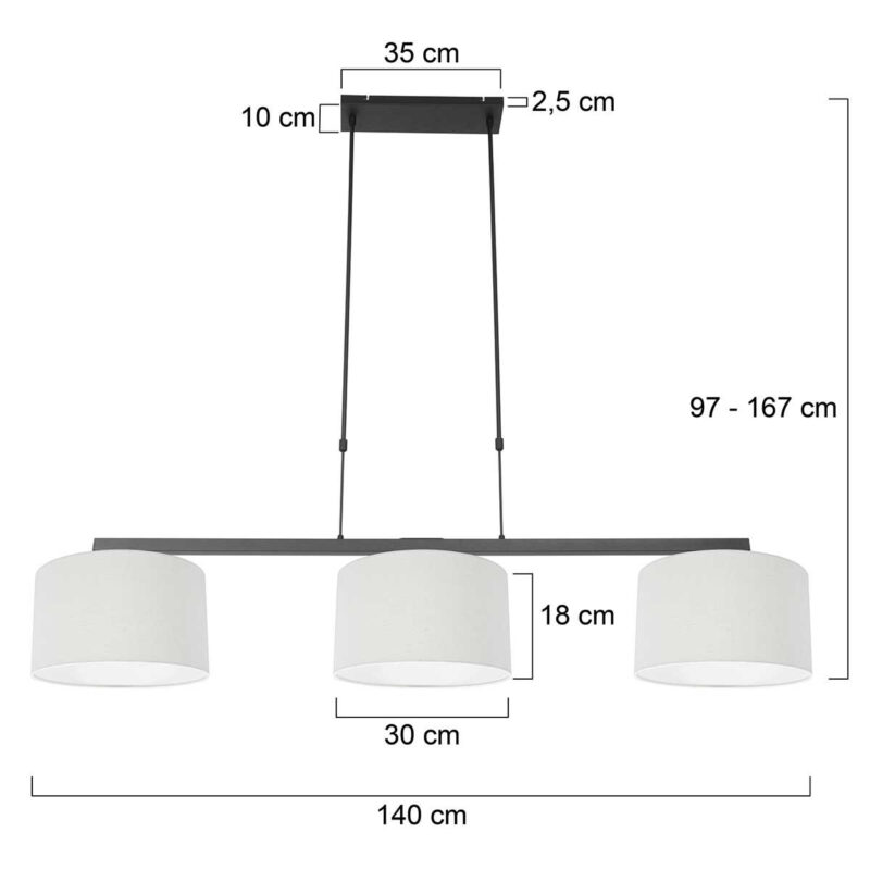steinhauer-hanglamp-stang-zwart-linnenmetaal-groteeettafellamp-e27-3461zw-1