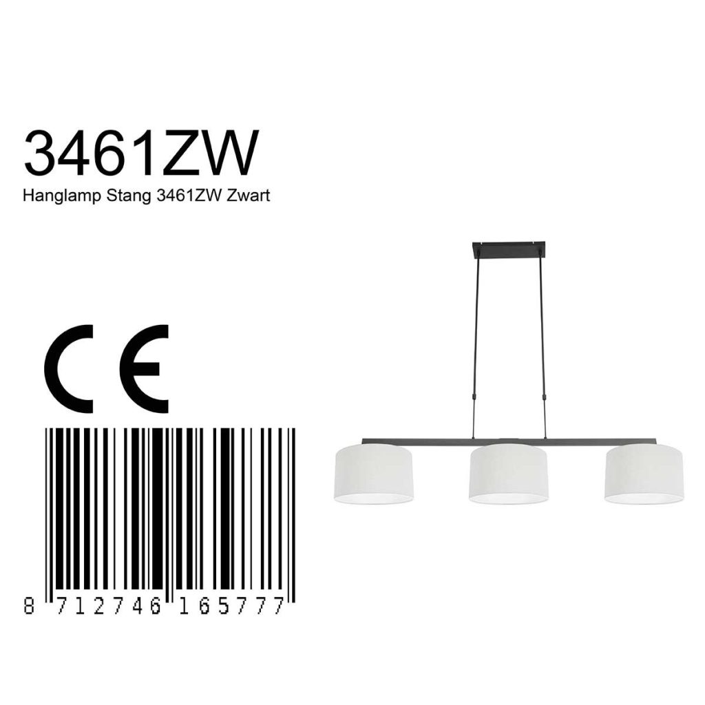 Moderne zwarte metalen hanglamp Steinhauer Stang - Afbeelding 8