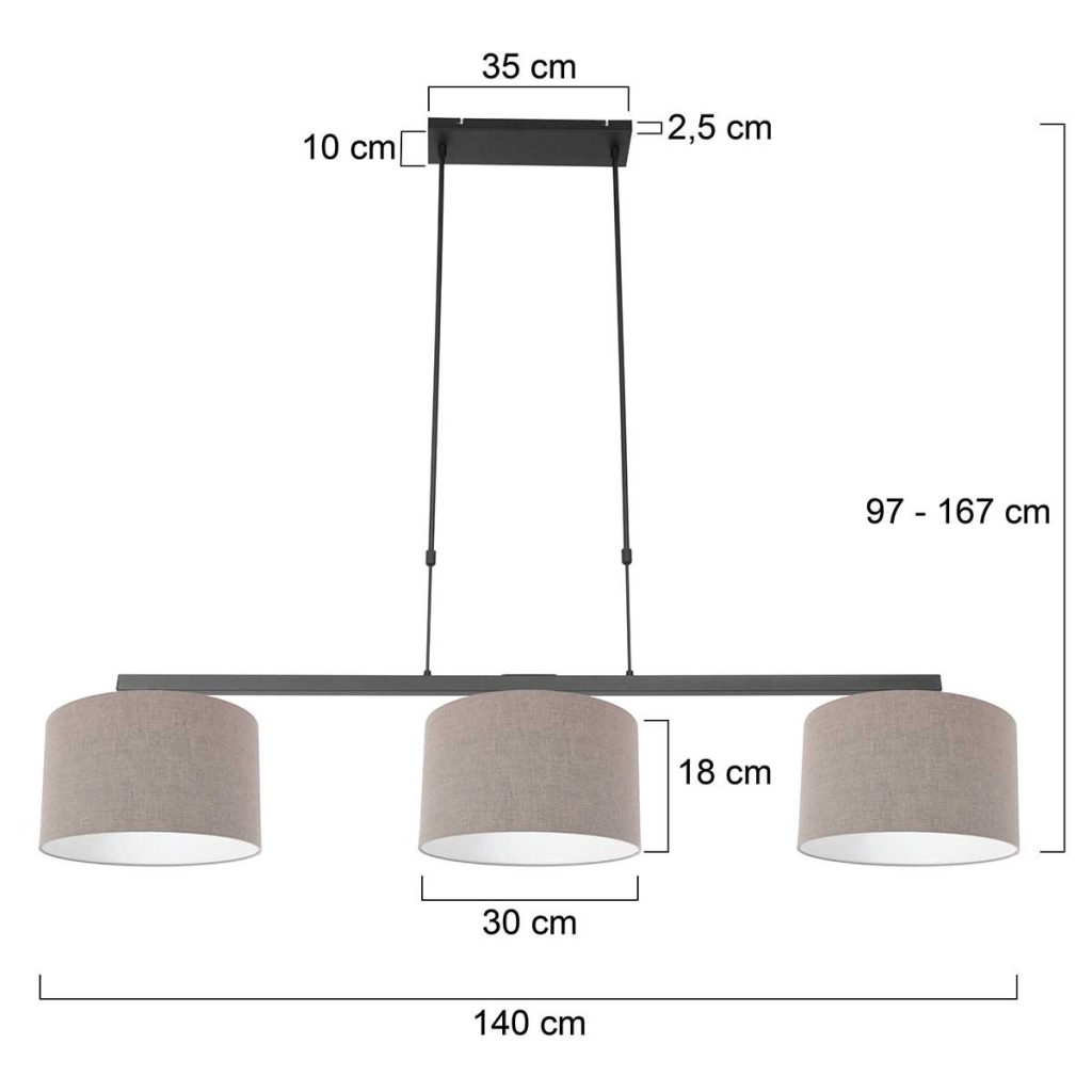 Moderne metalen zwarte hanglamp Steinhauer Stang - Afbeelding 7