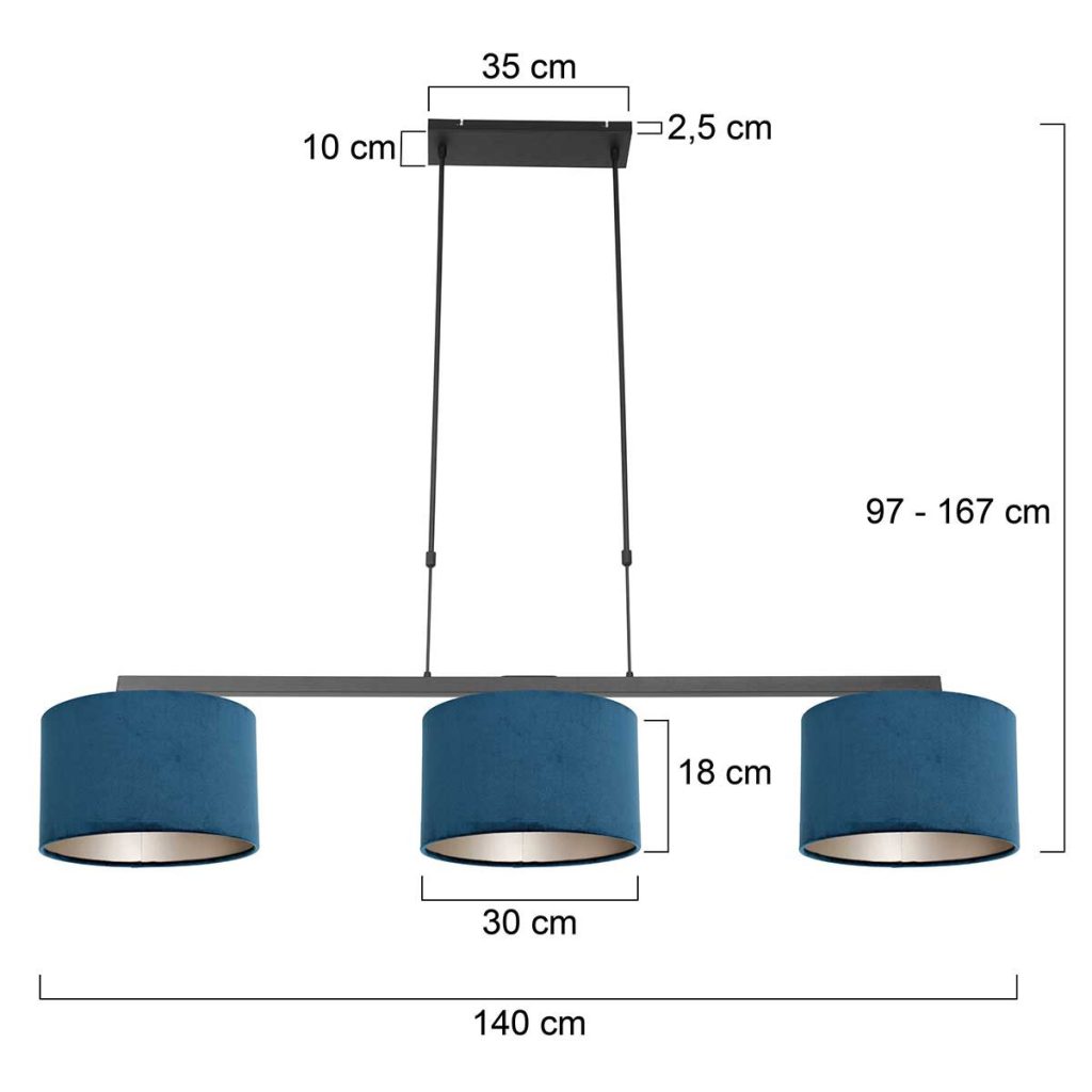 Moderne zwarte metalen hanglamp Steinhauer Stang - Afbeelding 8