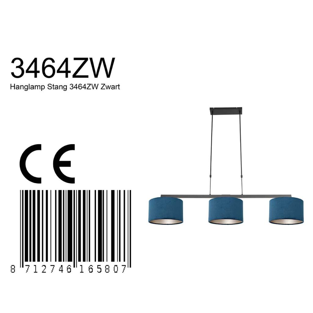 Moderne zwarte metalen hanglamp Steinhauer Stang - Afbeelding 9