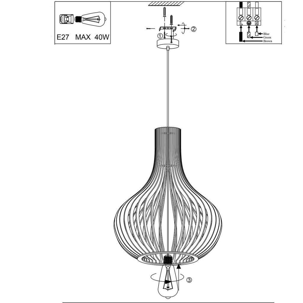 Houten hanglamp met spijlen druppel Steinhauer Smukt - Afbeelding 10