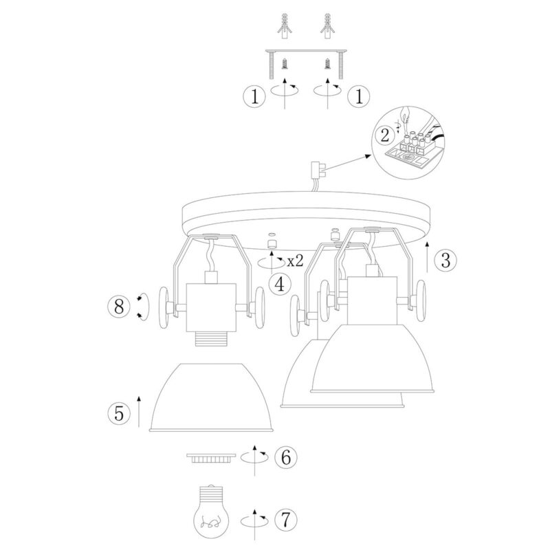Houten ronde plafondlamp 3 spots Mexlite Gearwood - Afbeelding 9