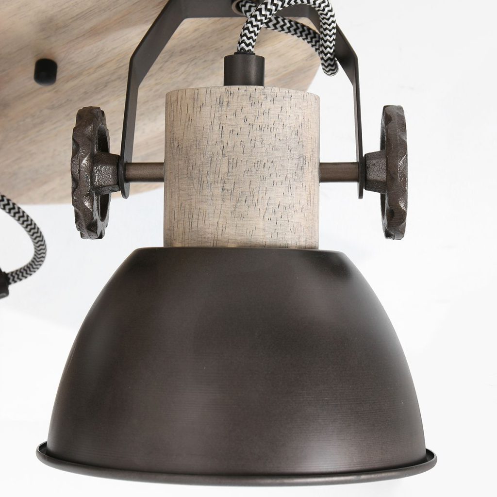 Houten ronde plafondlamp 3 spots Mexlite Gearwood - Afbeelding 10