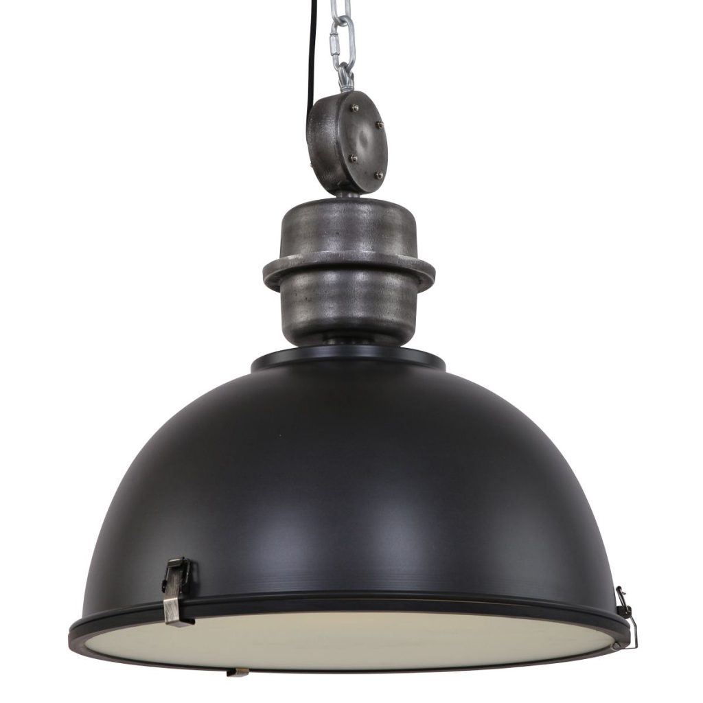 Industriële zwarte metalen glazen hanglamp Steinhauer Bikkel - Afbeelding 11