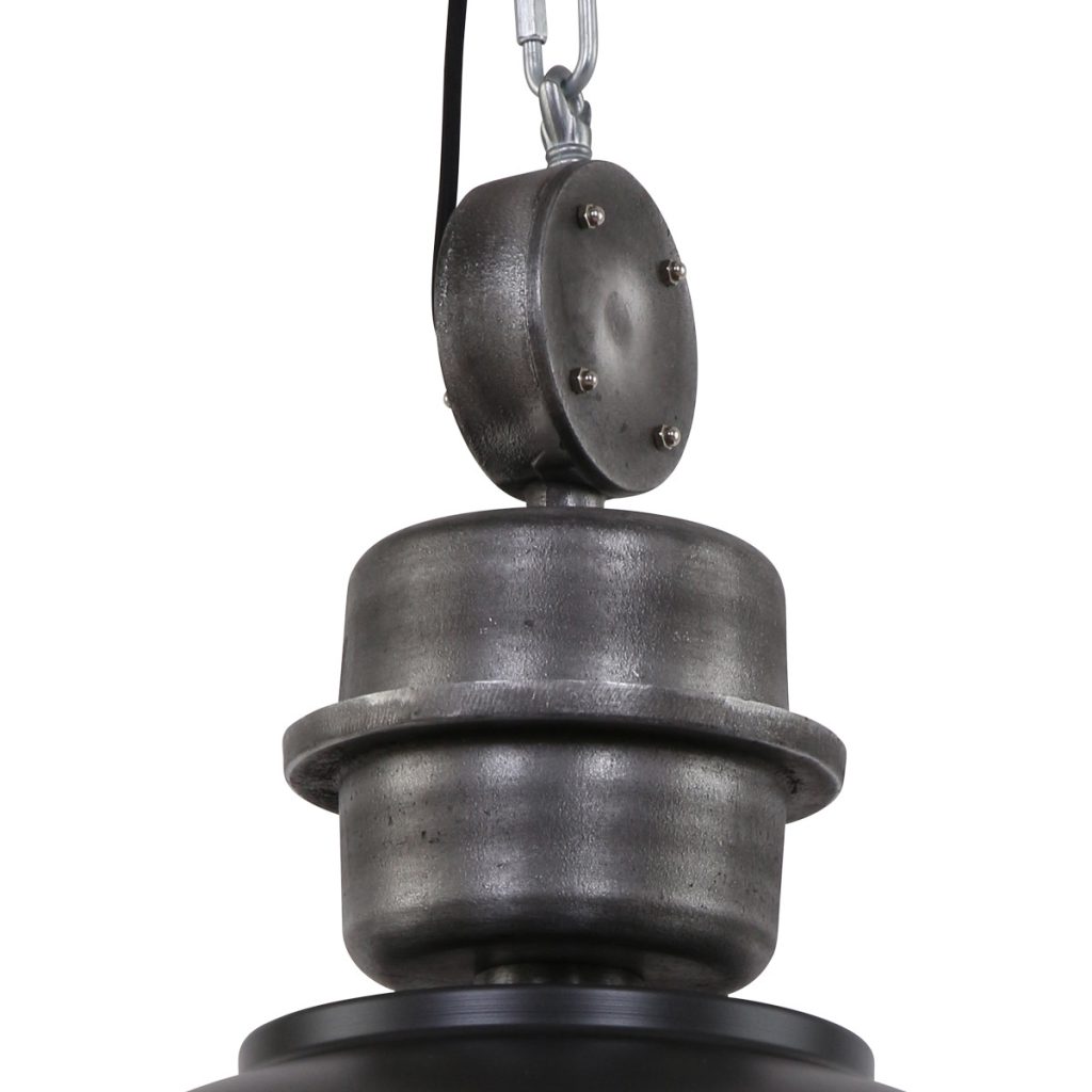 Industriële zwarte metalen glazen hanglamp Steinhauer Bikkel - Afbeelding 6