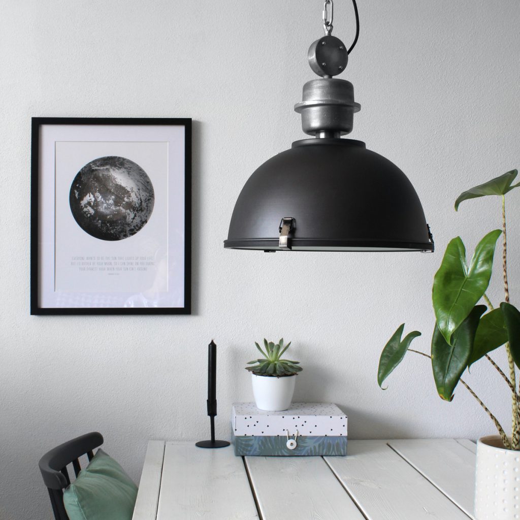 Koepelvormige ruw zwarte hanglamp metaal/glas Steinhauer Bikkel - Afbeelding 3