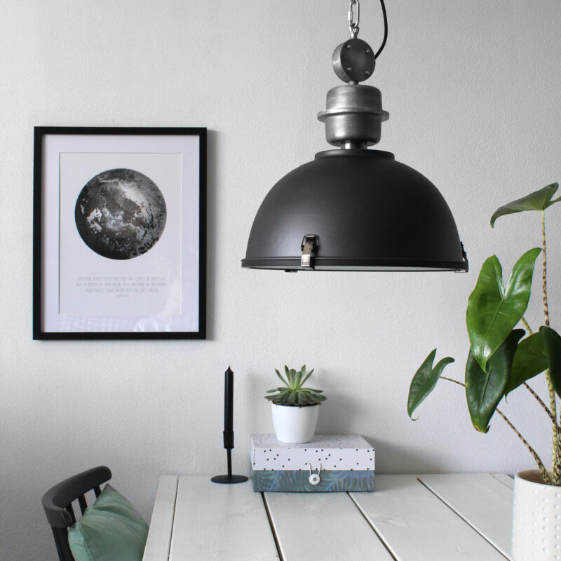 Koepelvormige ruw zwarte hanglamp metaal/glas Steinhauer Bikkel - Afbeelding 3