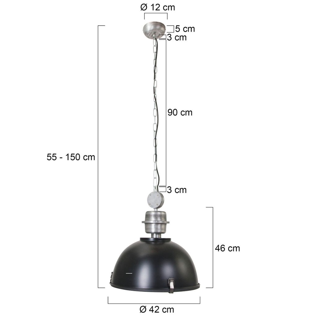 Koepelvormige ruw zwarte hanglamp metaal/glas Steinhauer Bikkel - Afbeelding 8
