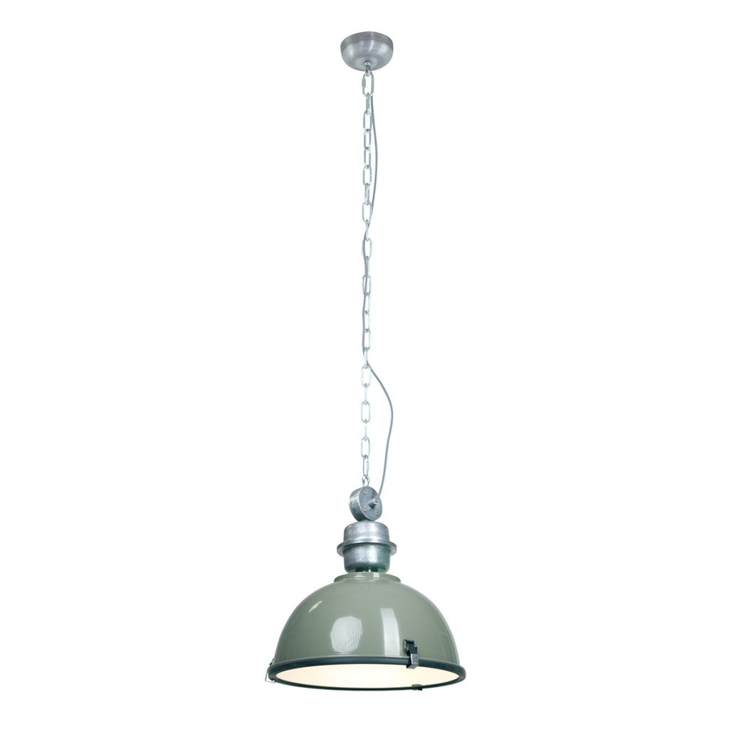 Industriële groene hanglamp metaal/glas koepelvorm Steinhauer Bikkel - Afbeelding 2