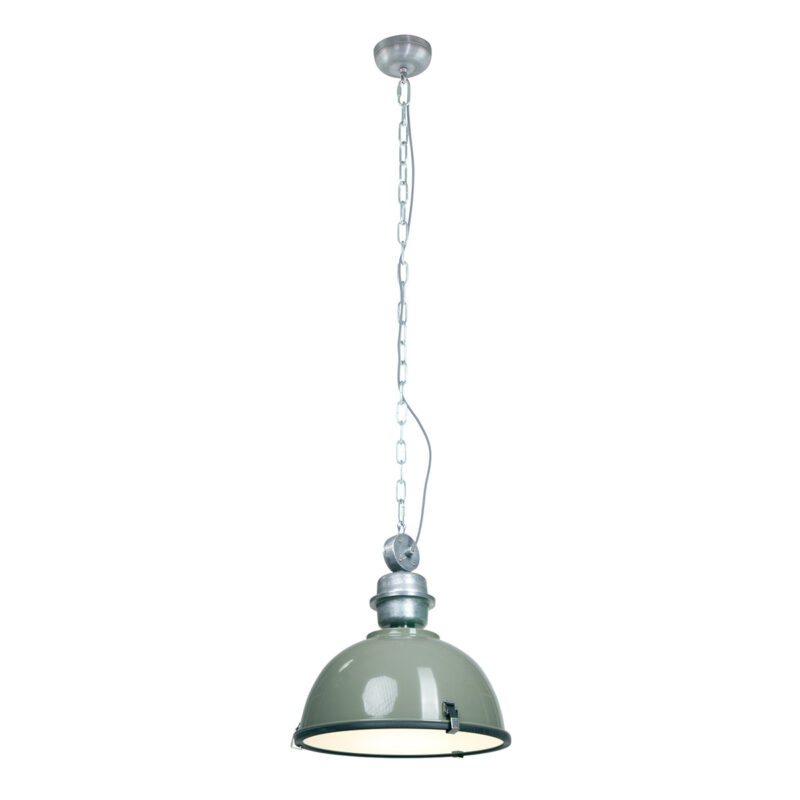Industriële groene hanglamp metaal/glas koepelvorm Steinhauer Bikkel - Afbeelding 2