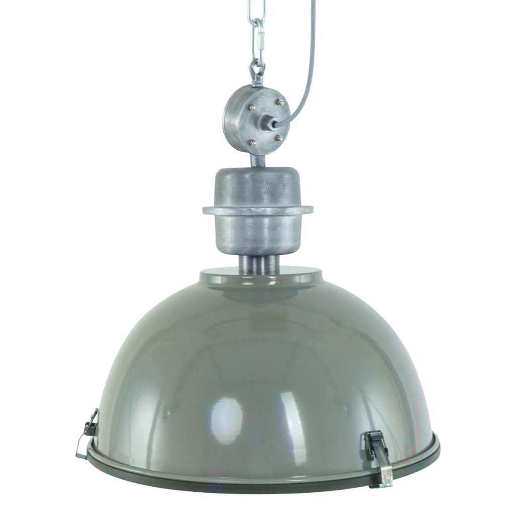Industriële groene hanglamp metaal/glas koepelvorm Steinhauer Bikkel - Afbeelding 11