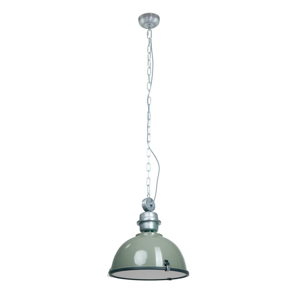 Industriële groene hanglamp metaal/glas koepelvorm Steinhauer Bikkel - Afbeelding 13