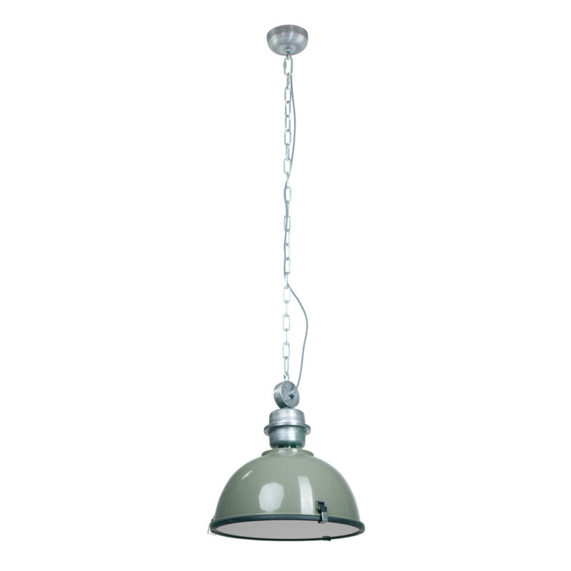 Industriële groene hanglamp metaal/glas koepelvorm Steinhauer Bikkel - Afbeelding 13