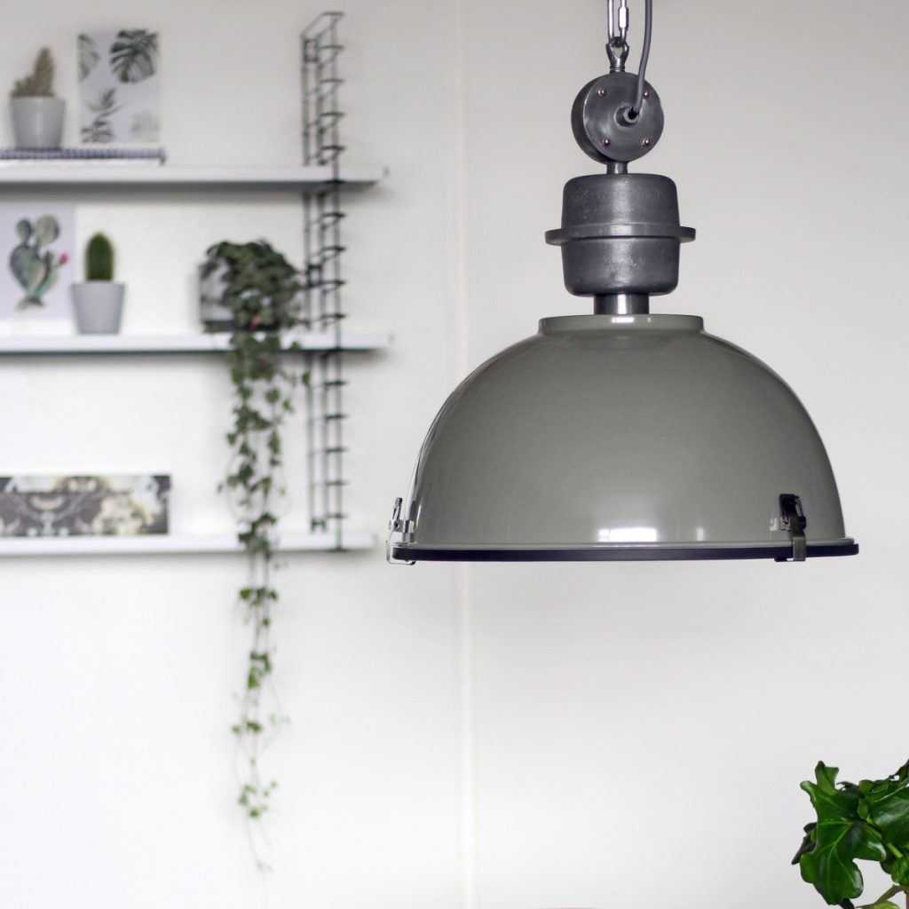 Industriële groene hanglamp metaal/glas koepelvorm Steinhauer Bikkel - Afbeelding 3