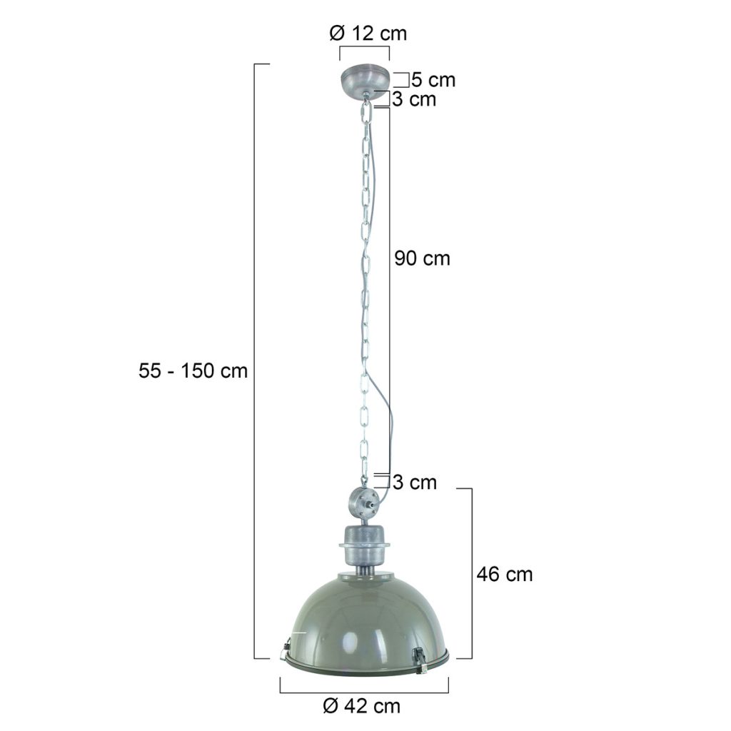 Industriële groene hanglamp metaal/glas koepelvorm Steinhauer Bikkel - Afbeelding 7