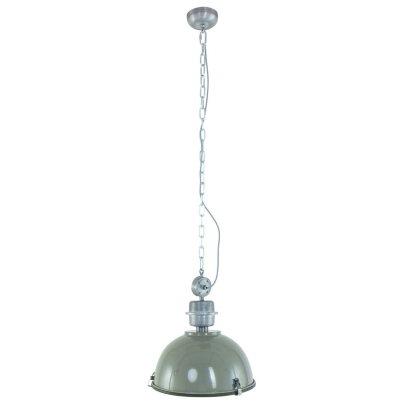 Industriële groene hanglamp metaal/glas koepelvorm Steinhauer Bikkel - Afbeelding 10