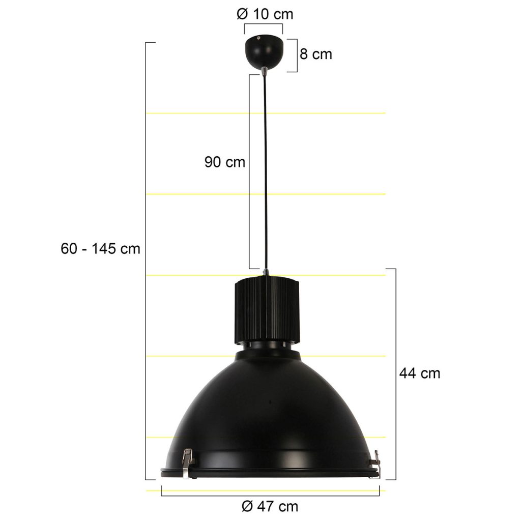 Ronde industriële zwarte hanglamp metaal/matglas Steinhauer Warbier - Afbeelding 7