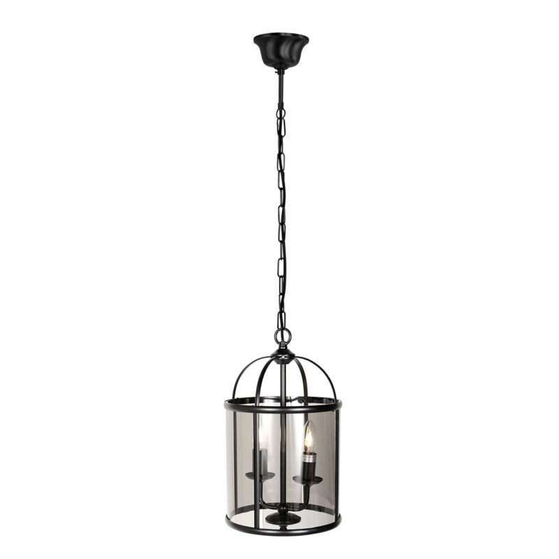 Hanglamp 2-lichts zwart lantaarn rookglas Steinhauer Pimpernel - Afbeelding 2