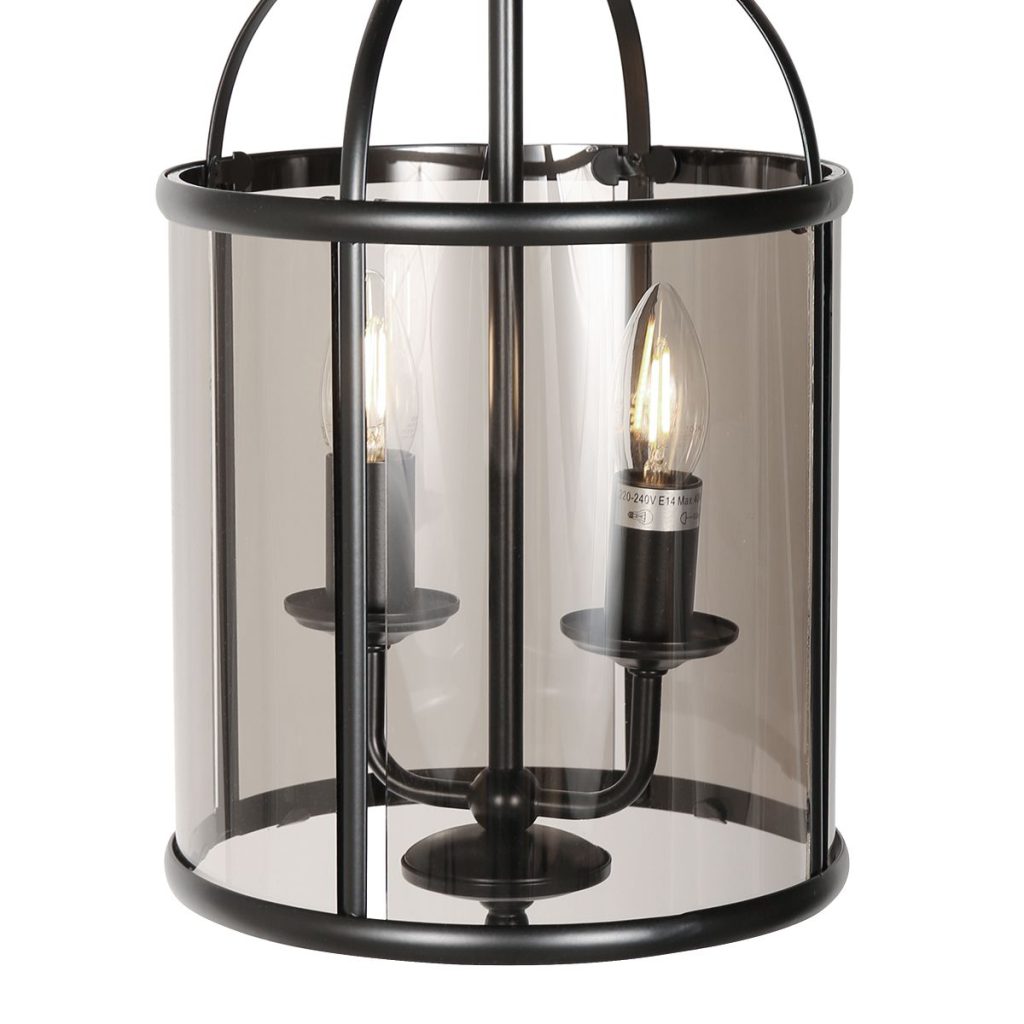 Hanglamp 2-lichts zwart lantaarn rookglas Steinhauer Pimpernel - Afbeelding 4