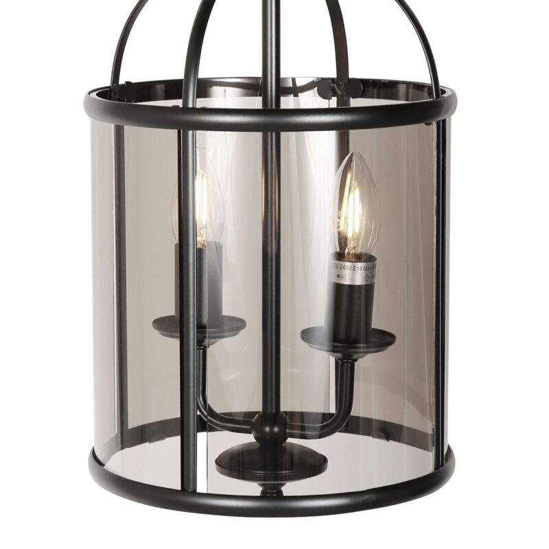 Hanglamp 2-lichts zwart lantaarn rookglas Steinhauer Pimpernel - Afbeelding 4