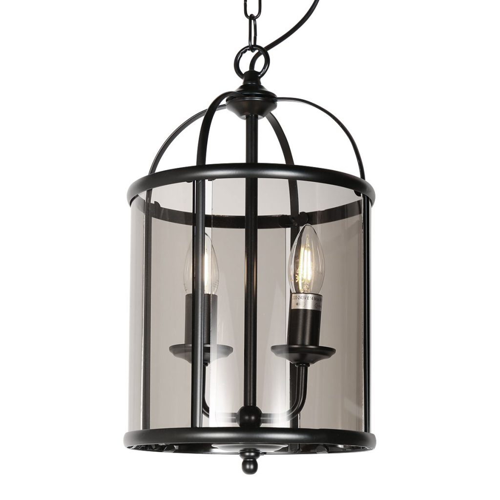 Hanglamp 2-lichts zwart lantaarn rookglas Steinhauer Pimpernel - Afbeelding 7
