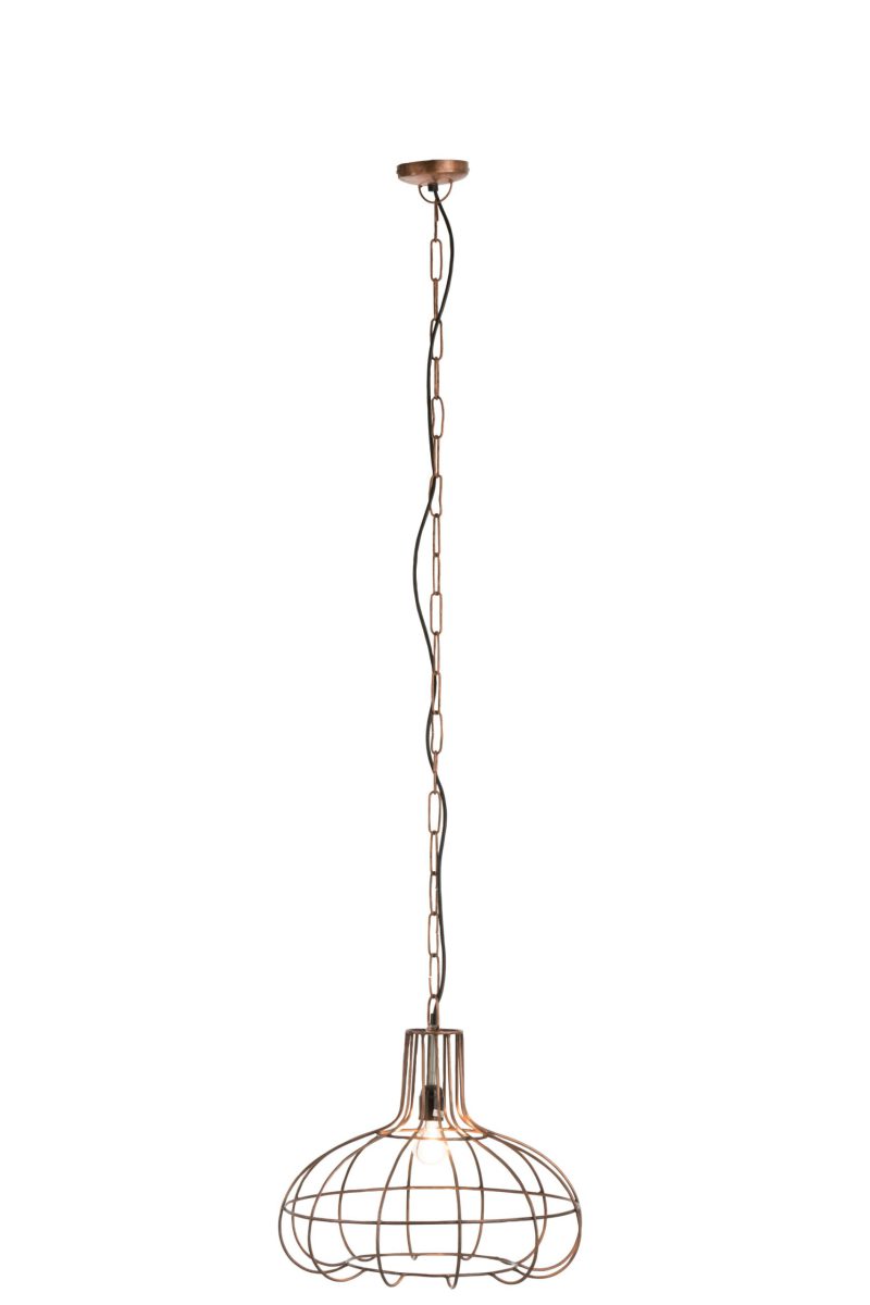 Industriële koperen hanglamp verstelbaar Jolipa Pear poly - Afbeelding 3