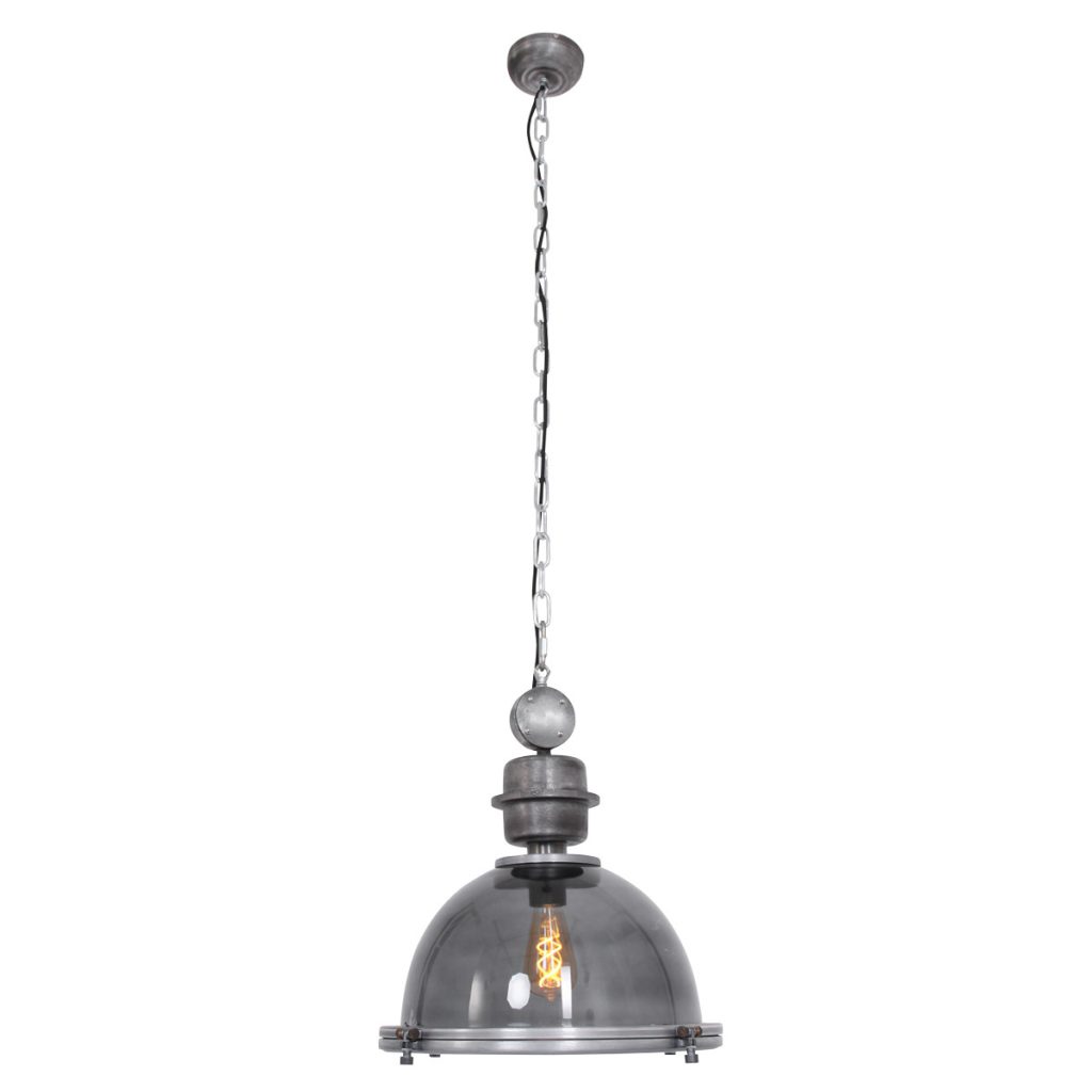 Industriële metalen transparant glazen hanglamp Steinhauer Bikkel - Afbeelding 2