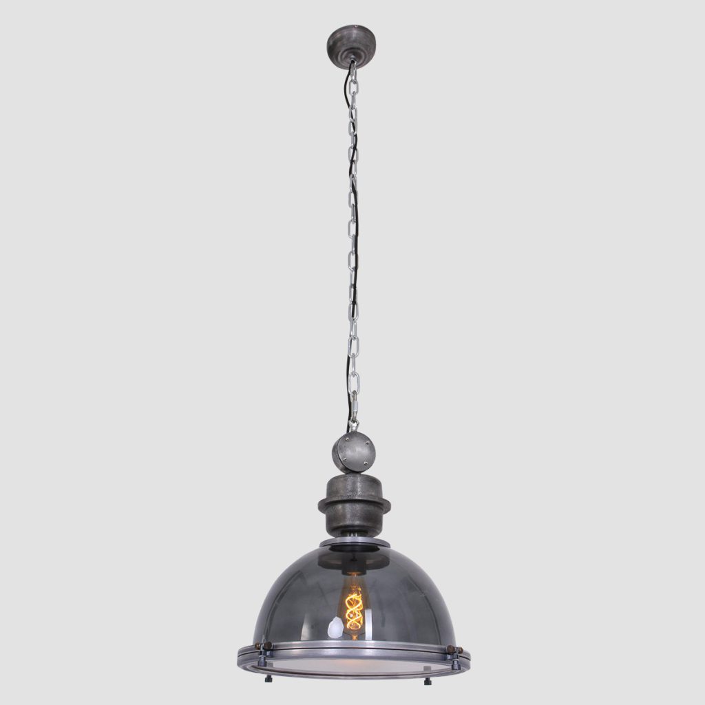 Industriële metalen transparant glazen hanglamp Steinhauer Bikkel - Afbeelding 12