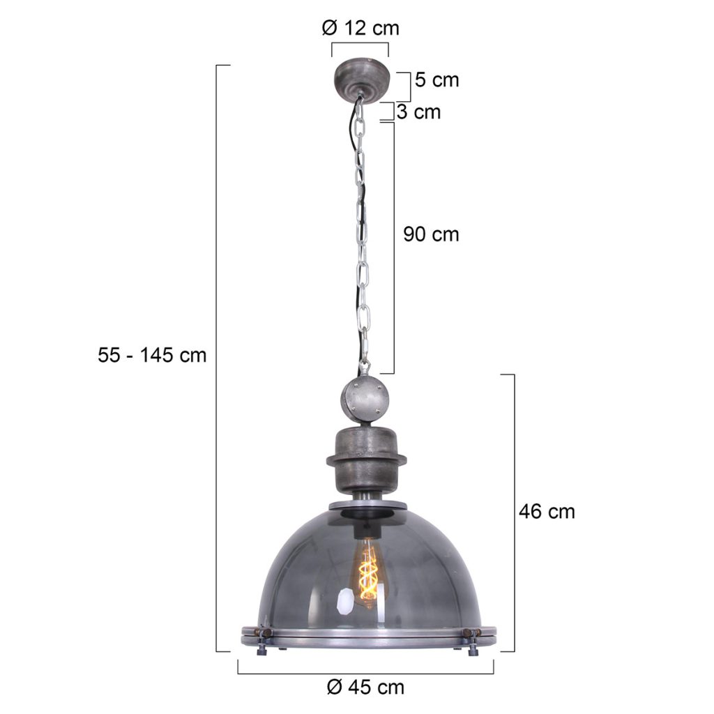 Industriële metalen transparant glazen hanglamp Steinhauer Bikkel - Afbeelding 8