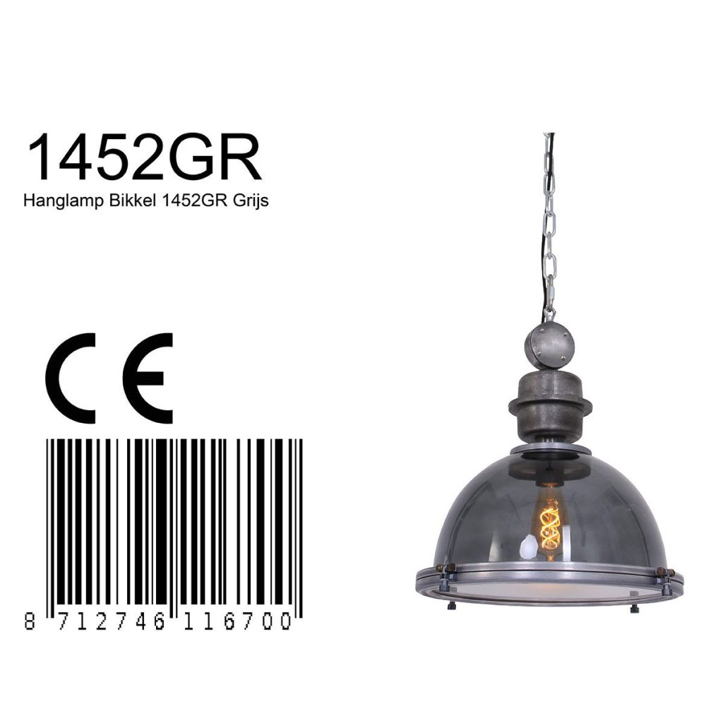 Industriële metalen transparant glazen hanglamp Steinhauer Bikkel - Afbeelding 9