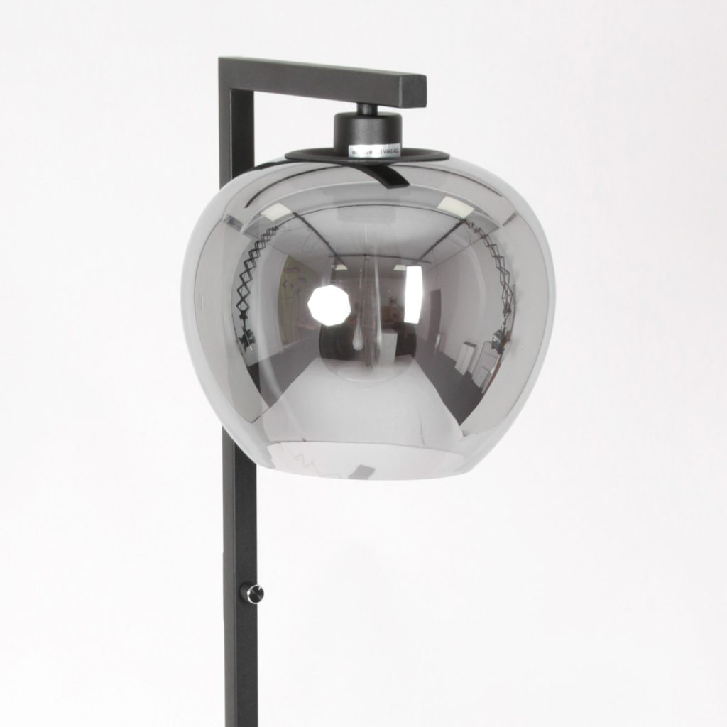 Industriële zwarte vloerlamp rookglazen bol Steinhauer Stang - Afbeelding 4