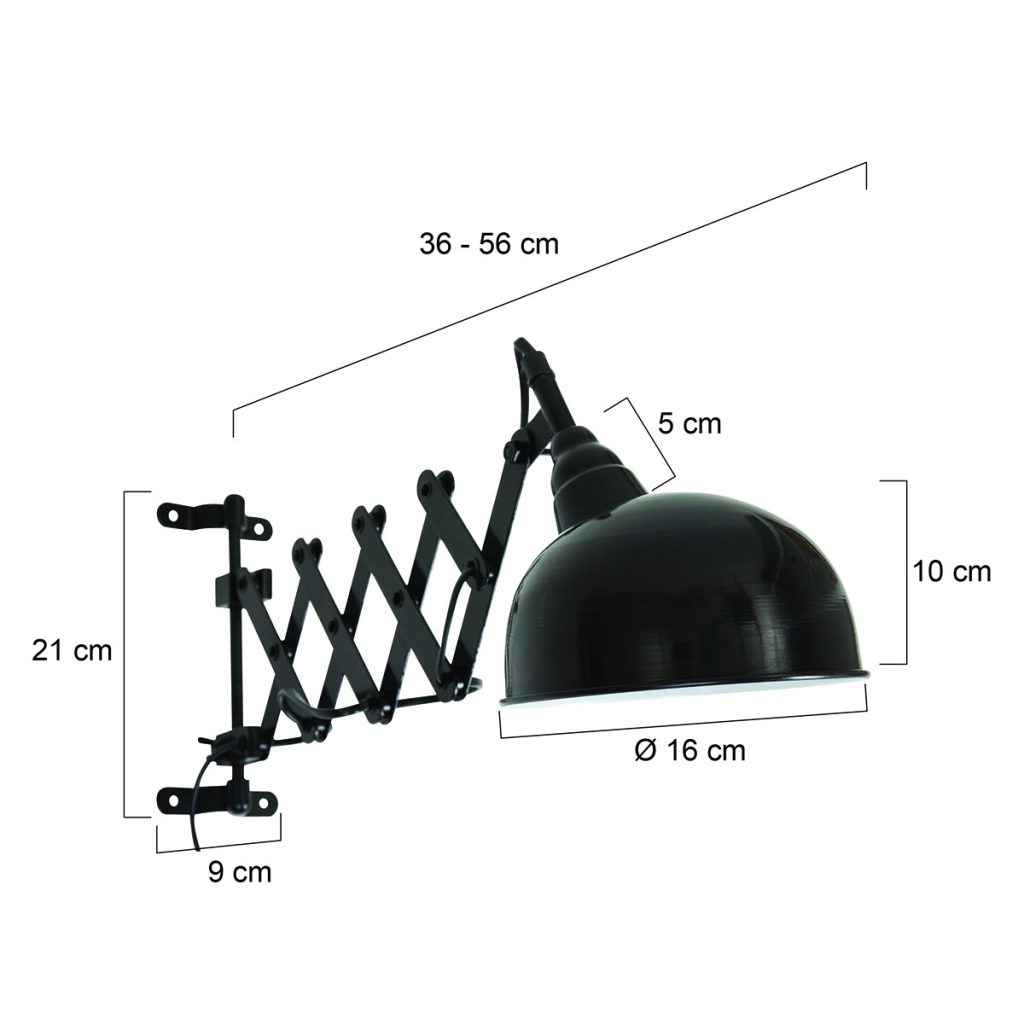 Retro zwarte metalen wandlamp Steinhauer Yorkshire - Afbeelding 8