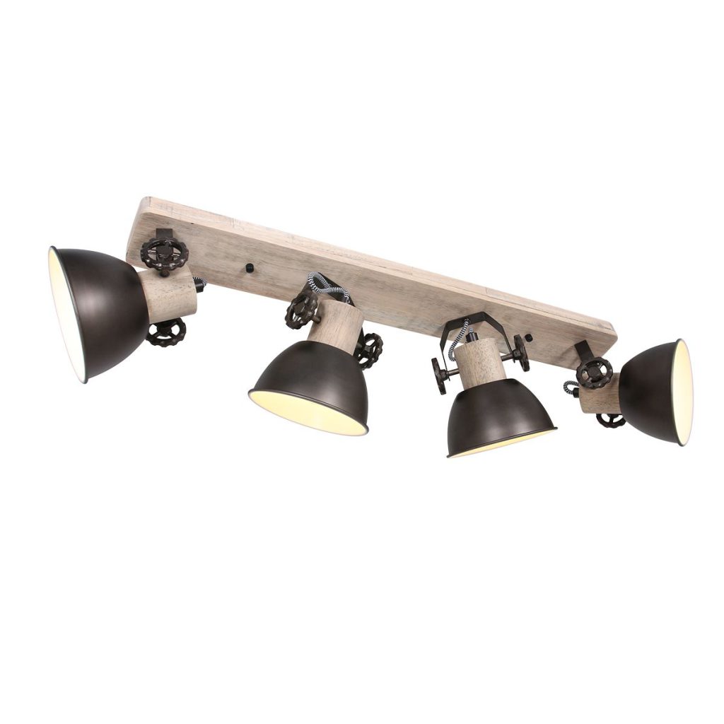 Industriële vierlichts plafondspot Mexlite Gearwood - Afbeelding 9