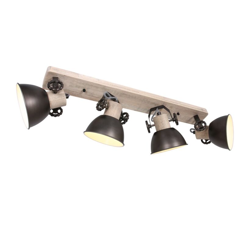 Industriële vierlichts plafondspot Mexlite Gearwood - Afbeelding 9