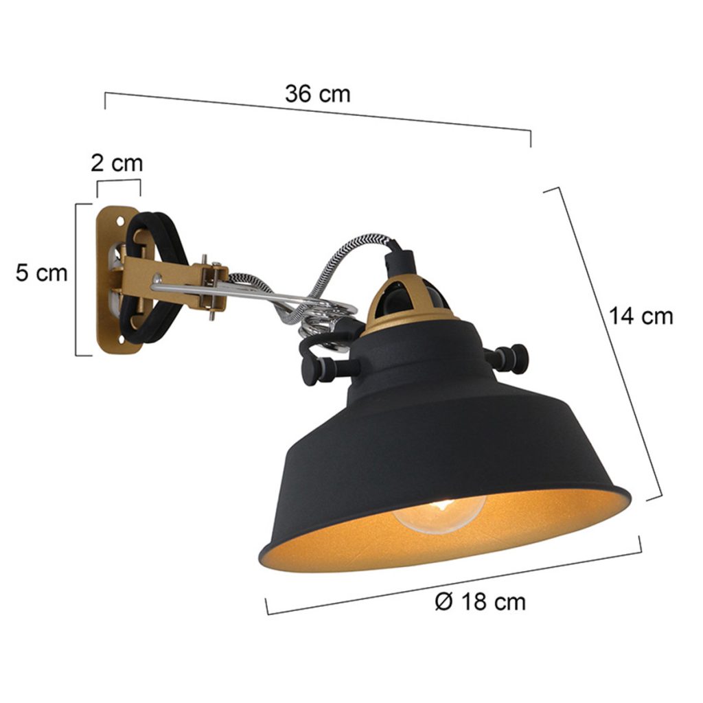 mexlite-wandlamp-nove-zwart-metaal-ø18cm-e27-1320zw-1
