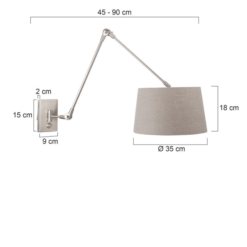Moderne metalen wandlamp staal Steinhauer Prestige chic - Afbeelding 6